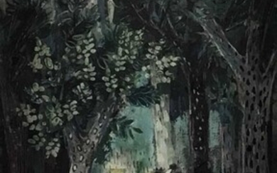Heia (Elizabeth Heia-Stocke) (1904-1956), oil on panel, lovers, 35 x 19cm, framed