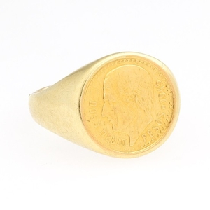 High Carat Gold 1945 Dos Y Medio Gold Coin Ring