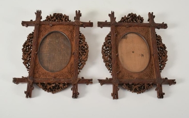 Highly Carved Black Forest Picture Frames, 19th Century