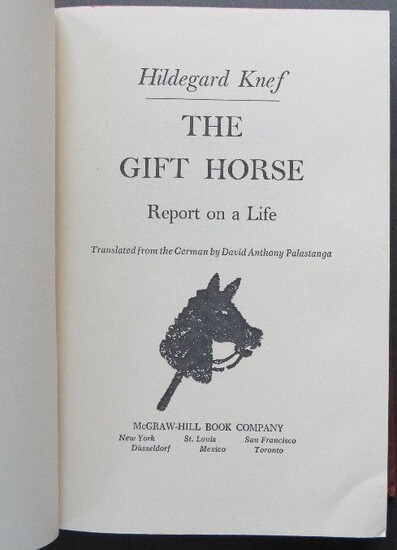 Hildegard Knef, Gift Horse Report on a Life 1stEd. 1971