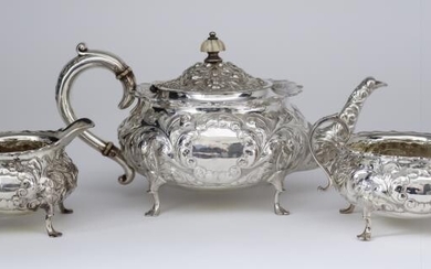 I* A Late Victorian Bachelors Silver Three Piece Tea...