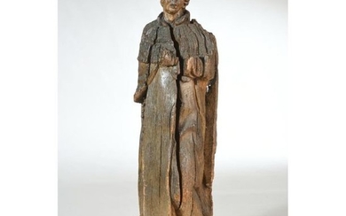 IMPORTANT SUBJECT in carved wood representing a religious...