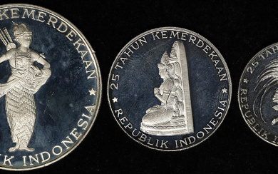 INDONESIA. Proof Set (3 Pieces), 1970. GEM PROOF.