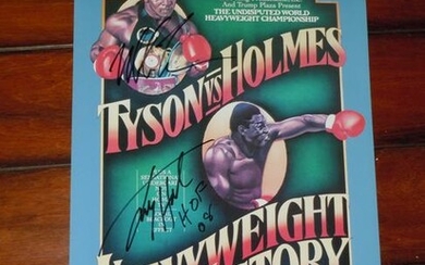 IRON MIKE TYSON & LARRY HOLMES HAND SIGNED 18X12 POSTER