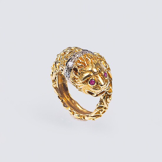 Ilias Lalaounis Goldsmith and Jeweller in Athen since 1940. A Diamond Ring 'Lion'.