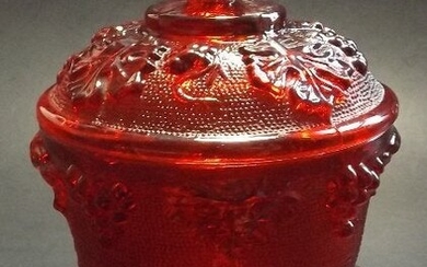 Indiana Goofus Glass Red Ruby Bowl with Lid 1910s