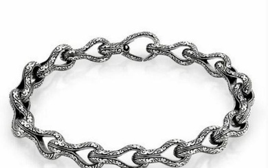 Intricately Woven 925 Sterling Silver Bracelet with Elaborate Engraving