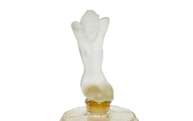 Isadora Paris Art Deco Frosted Glass Perfume Bottle Frosted Figural Nude Stopper