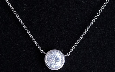 Italian 14K WG & 1CT Diamond Pendant Necklace