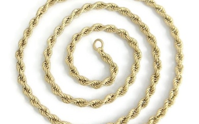 Italian Rope Chain Necklace 18K Yellow Gold, 18 Inches, 3.3 mm, 10.04 Grams