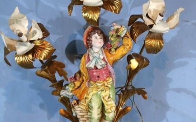 Italian porcelain figural lamp with 3 arms