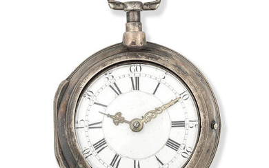 J. Rietbergen. A silver key wind pair case pocket watch with mock pendulum
