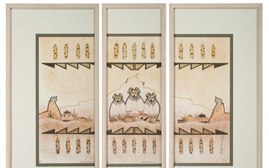 J. Talayumptewa (Dine, 20th century) Triptych Painting