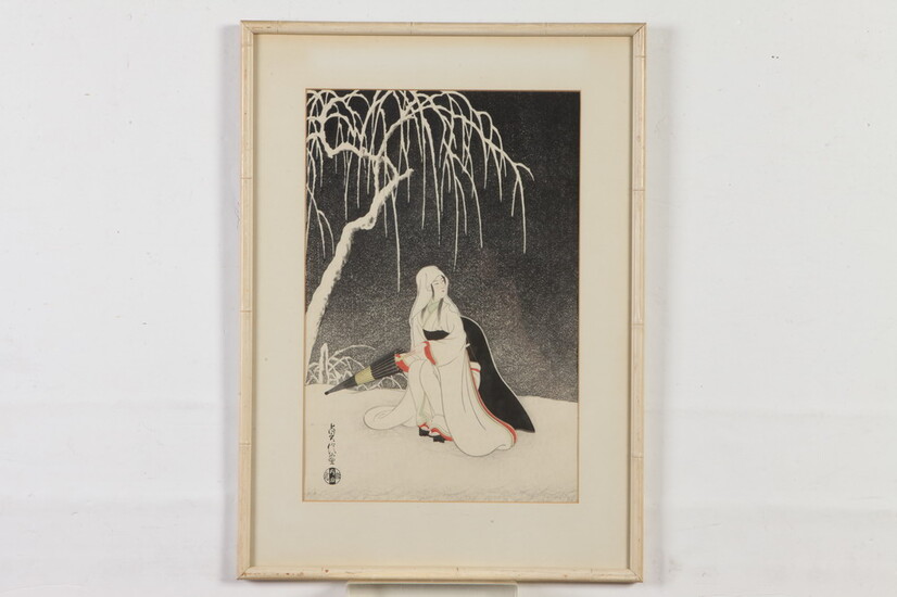 JAPANESE SCHOOL (late 20th century). WInter Snow, Lithographic affiche. Framed....