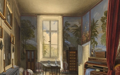 James ROBERTS (actif entre 1824 et 1867) Chambre du général Pierre Cuillier-Perron (1753-1834) au château...