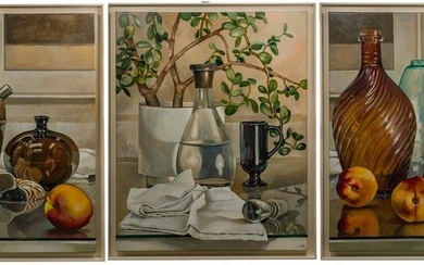 Jan Miller (American, b.1939) Oil on Canvas Triptych
