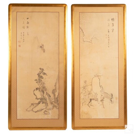 Japanese 18th Century Kano School Painting Panels