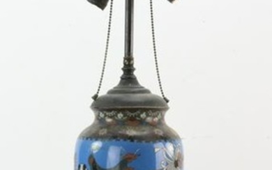Japanese Blue Cloisonne Lamp