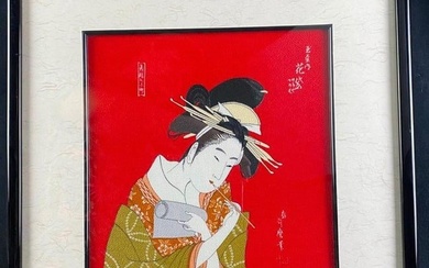 Japanese Print on Textured Silk