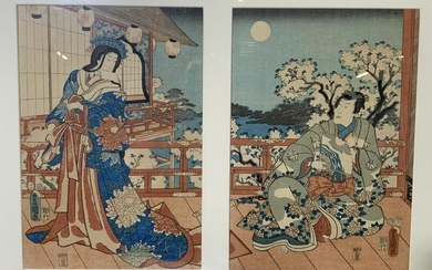 Japanese Woodblock Style Diptych