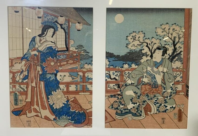 Japanese Woodblock Style Diptych