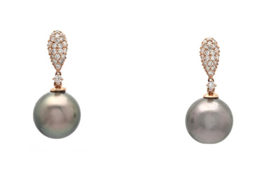 Jewellery Pearl earrings PEARL EARRINGS, 18K rose gold, Tahitian pear...