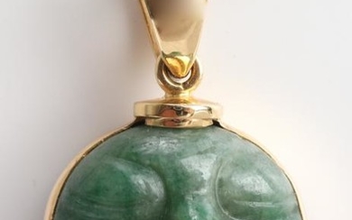 Jost 18K Yellow Gold Carved Jade Face Pendant