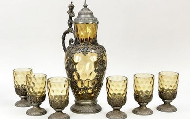 Jug with 6 glasses, end of 19th c