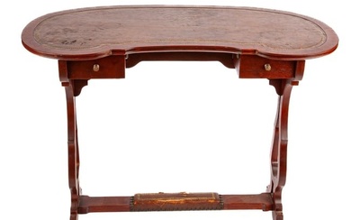 KIDNEY-SHAPE MAHOGANY LEATHER TOP WRITING STAND