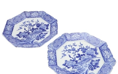 LARGE PAIR OF JAPANESE ARITA BLUE & WHITE CHARGERS. A pair o...