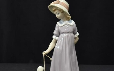 LLADRO GIRL WITH DOLL IN WAGON