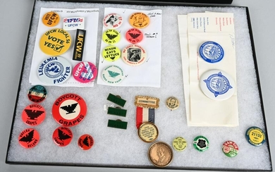 LOT OF LABOR UNION BUTTONS, AND MORE