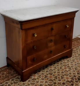 LOUIS PHILIPPE FRUITWOOD MARBLE TOP COMMODE