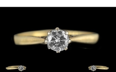 Ladies - 18ct Gold Single Stone Diamond Set Ring. Marked 18c...