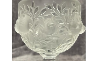 Lalique France 'Elizabeth' frosted crystal vase decorated wi...