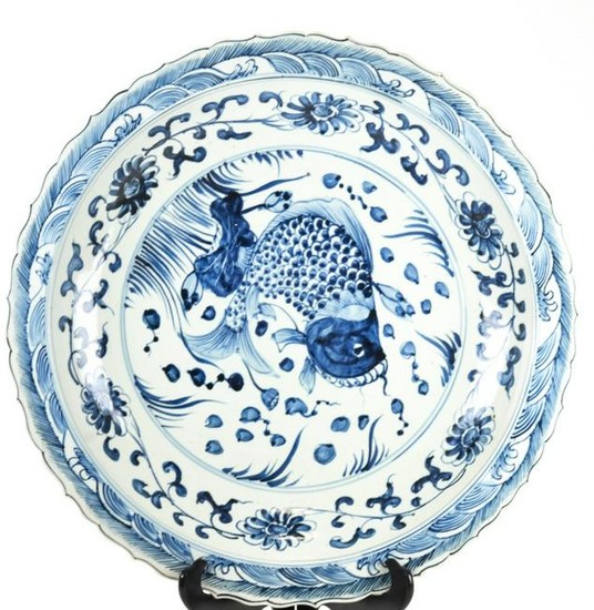 Large Scale Chinese Hand Painted Porcelain Charger