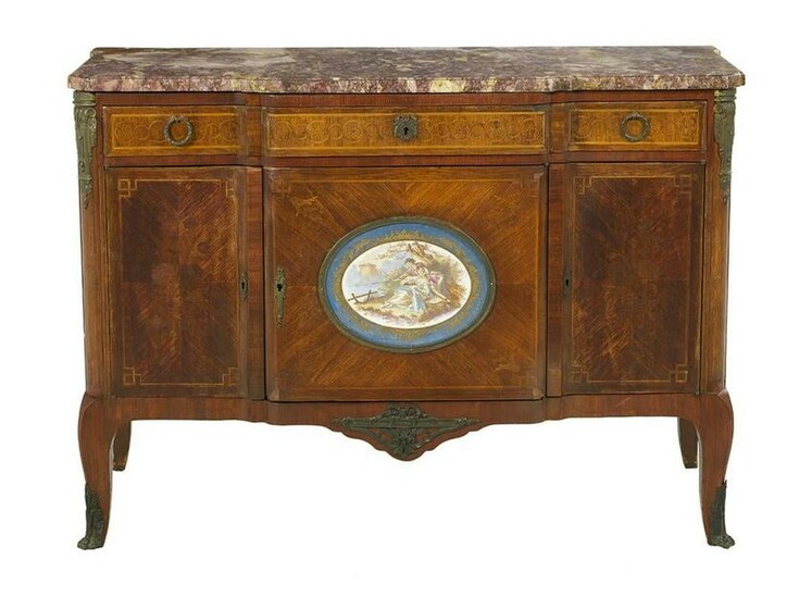 Late 19th C. Louis XVI Style Ormolu mounted Marble top