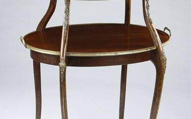 Late 19th c. marble and mahogany two-tier table