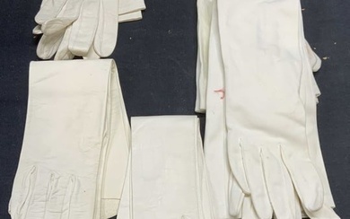 Lot 5 Ohrbachs White Leather Gloves, France +