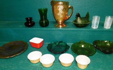 Lot Colored Glass Items