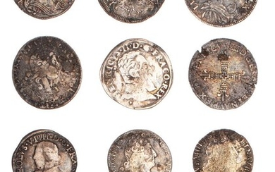 Lot de 13 monnaies royales en argent du 16e...