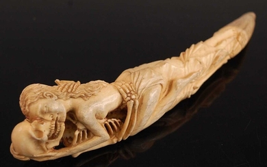 Lot details A cow bone? model of a tusk,...