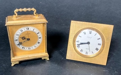 Lot of 2 Swiss Brass Table Alarm Clocks