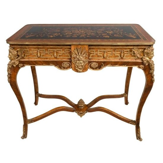 Louis XV Style Inlaid Walnut Center Table.