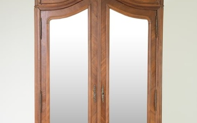 Louis XV Style Walnut Double Mirror Door Armoire