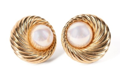 MABE PEARL & 14K YELLOW GOLD EAR CLIPS