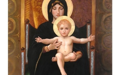 MADONNA CHILD OIL PAINTING AFTER WILLIAM BOUGUEREAU
