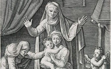 MARCANTONIO RAIMONDI (after Raphael), The Virgin and the Cradle.