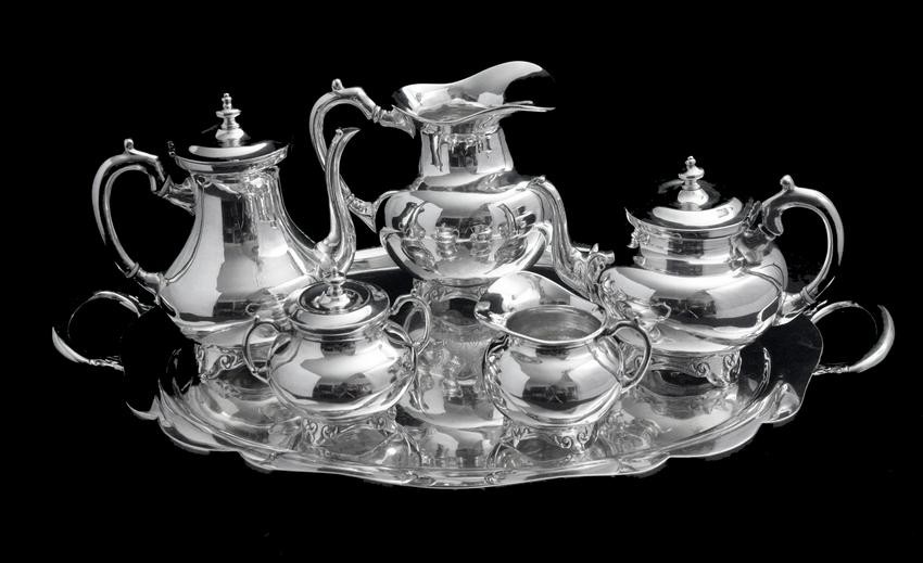 MEXICAN 6pc ANTIQUE 930 STERLING SILVER TEA / COFFEE
