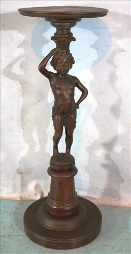 Mahogany figural pedestal with young boy